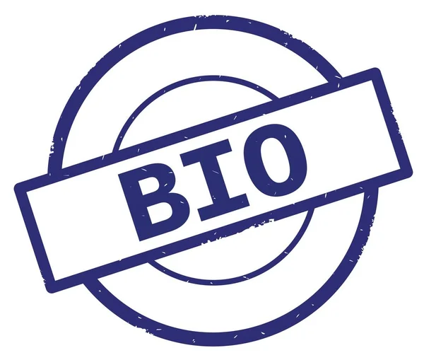 Bio szöveg, a bélyeg kék egyszerű kör. — Stock Fotó