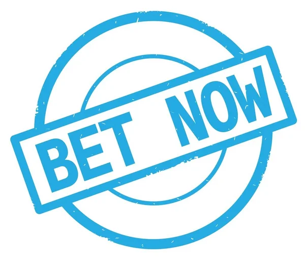BET NOW text, written on cyan simple circle stamp. — Stock Photo, Image