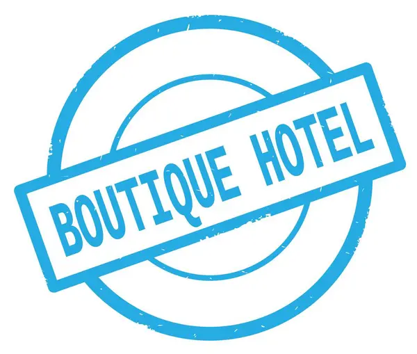 Boutique Hotel szöveg, a bélyeg cián egyszerű kör. — Stock Fotó