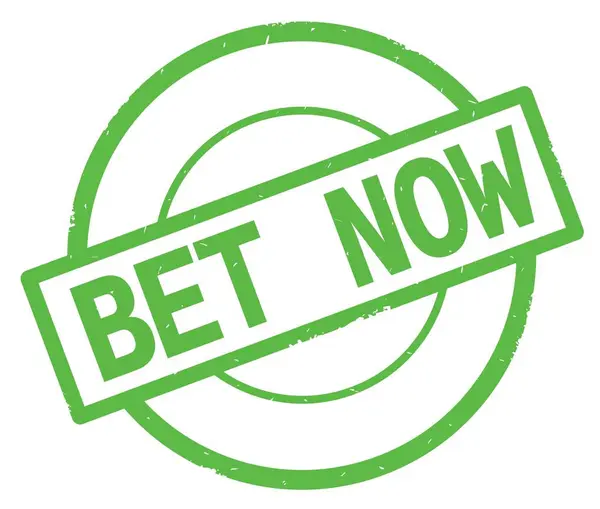 BET NOW text, written on green simple circle stamp. — Stock Photo, Image