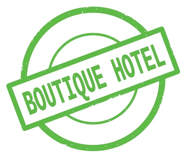 BOUTIQUE HOTEL texto, escrito em verde selo círculo simples . — Fotografia de Stock