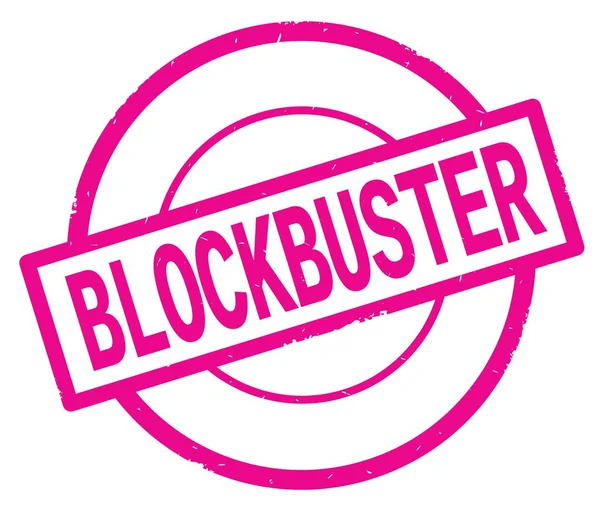 BLOCKBUSTER testo, scritto su semplice timbro cerchio rosa . — Foto Stock