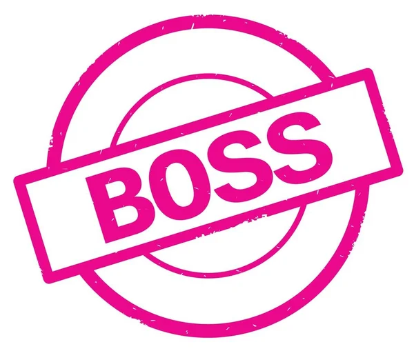 Texto BOSS, escrito em carimbo de círculo simples rosa . — Fotografia de Stock