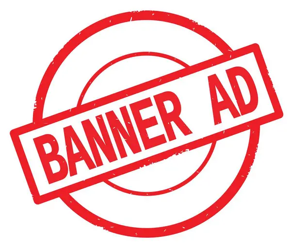 Banner reklamní text, napsaný na známce červený jednoduchý kruh. — Stock fotografie