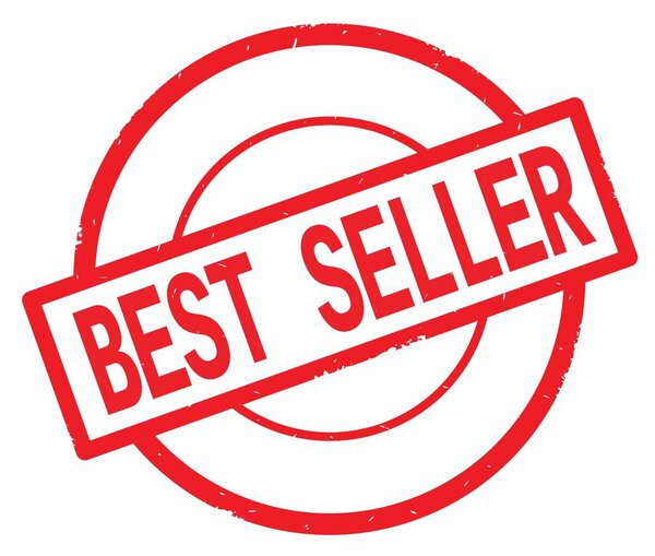 BEST SELLER text, written on red simple circle stamp.