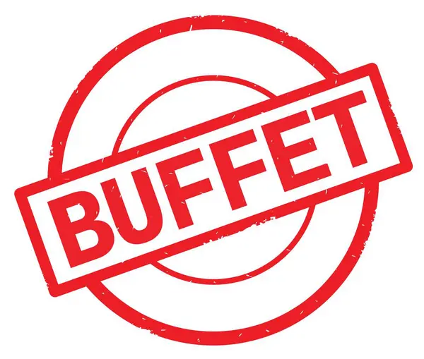stock image BUFFET text, written on red simple circle stamp.