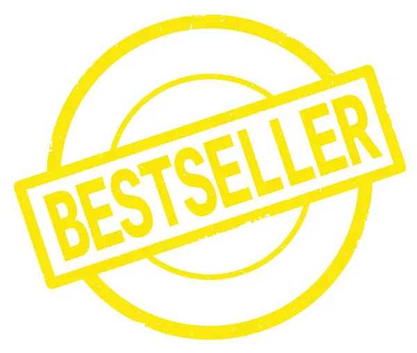 Bestseller text, napsaný na známce žlutý jednoduchý kruh. — Stock fotografie
