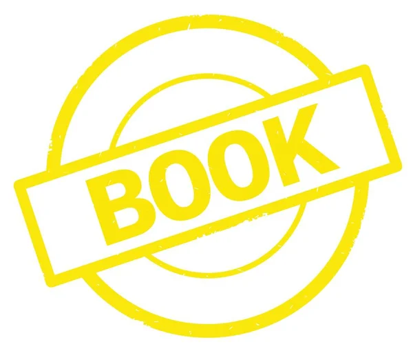 Kniha text, napsaný na známce žlutý jednoduchý kruh. — Stock fotografie