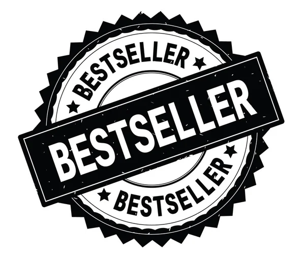 Bestseller czarny tekst okrągły znaczek, zig zag obramowaniem. — Zdjęcie stockowe
