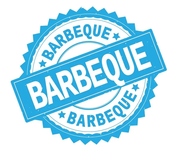 BARBEQUE timbre rond texte bleu, avec bordure zig zag . — Photo