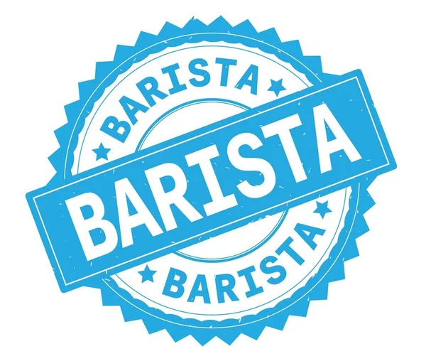 Barista μπλε κείμενο στρογγυλή σφραγίδα, με ζιγκ ζαγκ σύνορα. — Φωτογραφία Αρχείου