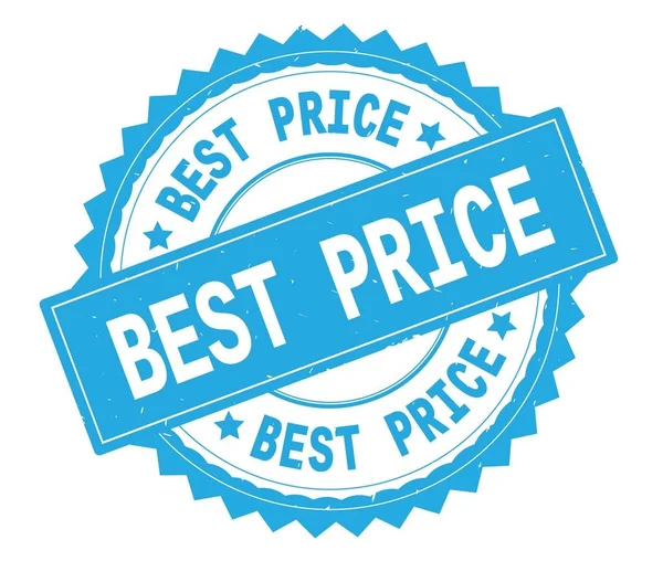 BEST PRICE blue text round stamp, with zig zag border.