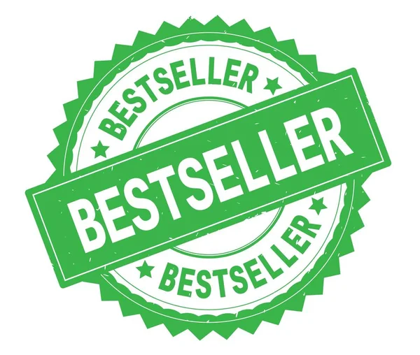 Bestseller grüner Text runde Marke, mit Zick-Zack-Rand. — Stockfoto