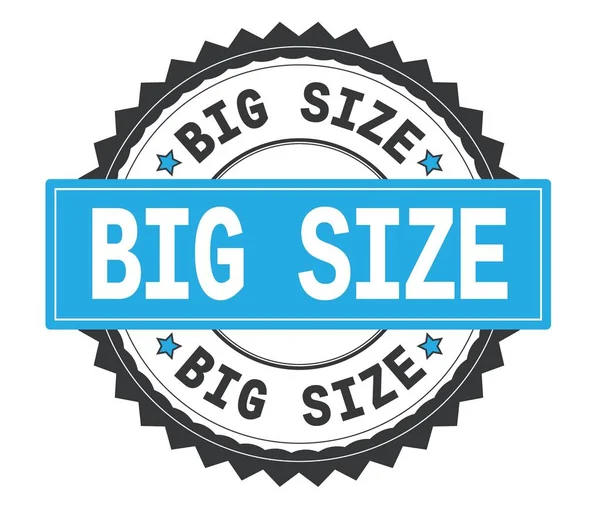 Büyük boyut metin gri ve mavi yuvarlak damga, zig zag kenarlıklı.