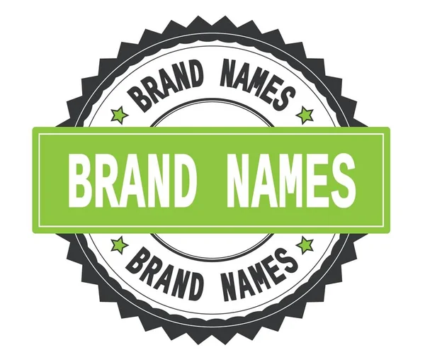 ジグザグ ジグザグ bor と灰色と緑の丸いスタンプのブランド名テキスト — ストック写真