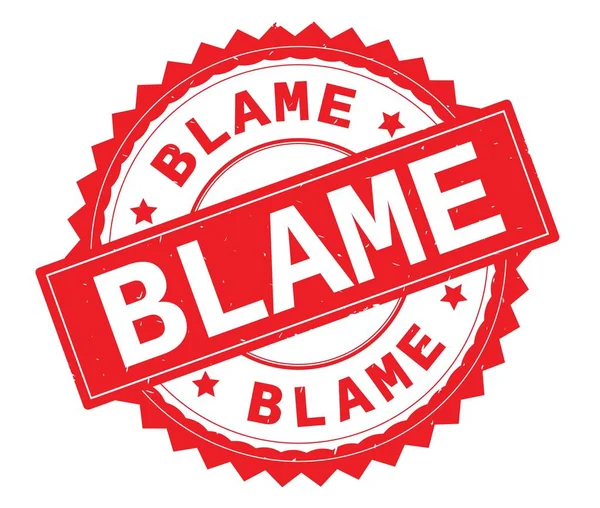 BLAME red text round stamp, with zig zag border. — Stock Photo, Image