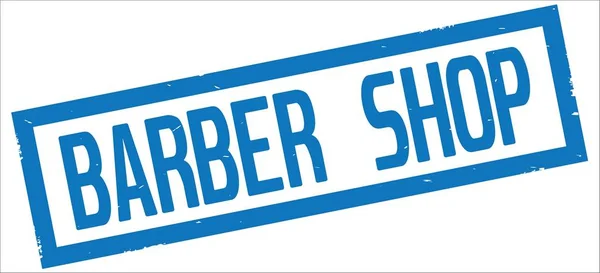 Barber Shop text, på blå rektangel gränsen stämpel. — Stockfoto