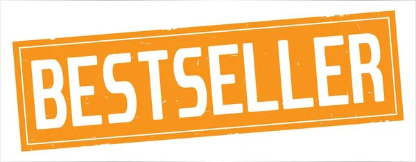 Bestseller text, på full orange rektangel stämpel. — Stockfoto