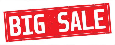 Tam kırmızı dikdörtgen damga üzerinde büyük satış metin.