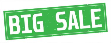 Tam yeşil dikdörtgen damga üzerinde büyük satış metin.