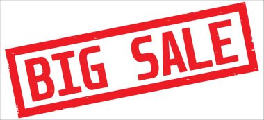 Kırmızı dikdörtgen kenarlık damga üzerinde büyük satış metin.