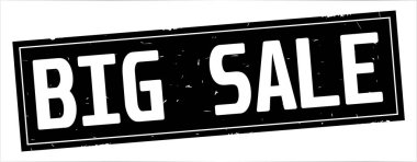 Tam siyah dikdörtgen damga üzerinde büyük satış metin.