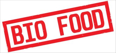 Biyo gıda metin, kırmızı dikdörtgen kenarlık damgası.