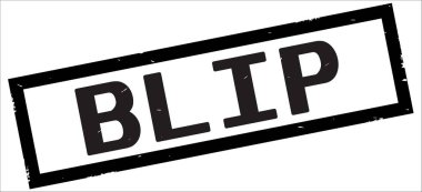 Siyah dikdörtgen kenarlık damga üzerinde Blip metin.