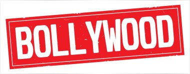 Bollywood metni, tam kırmızı dikdörtgen damgası.