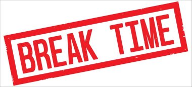 Kırmızı dikdörtgen kenarlık damga üzerinde mola zaman metin.