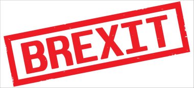 Brexit metni, kırmızı dikdörtgen kenarlık damgası.