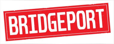 Bridgeport metni, tam kırmızı dikdörtgen damgası.