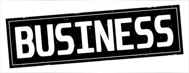 Tam siyah dikdörtgen damga üzerinde iş metin.