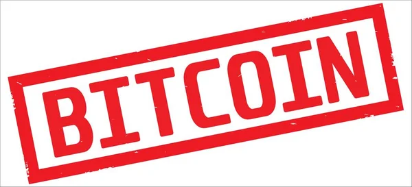 BITCOIN texto, no retângulo vermelho selo de fronteira . — Fotografia de Stock
