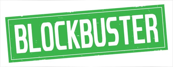 Blockbuster-Text, auf grüner Rechteck-Marke. — Stockfoto