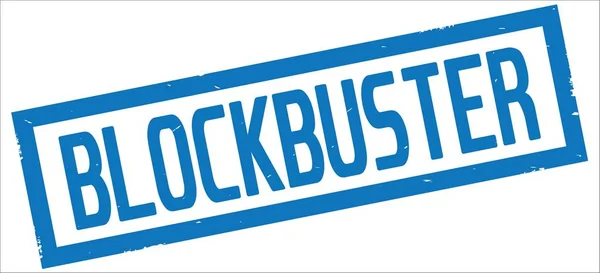 BLOCKBUSTER texto, no retângulo azul selo de fronteira . — Fotografia de Stock