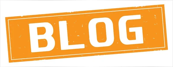 BLOG text, on full orange rectangle stamp. — Stock Photo, Image