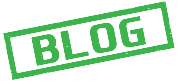 BLOG text, on green rectangle border stamp. — Stock Photo, Image