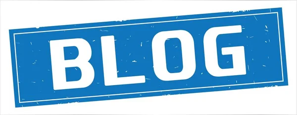 Blog tekst, op volledige blauwe rechthoek stempel. — Stockfoto