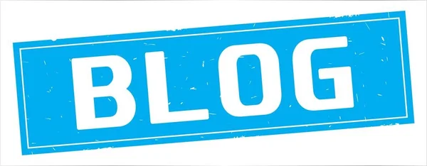 BLOG text, on full cyan rectangle stamp. — Stock Photo, Image