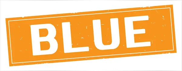 Blauwe tekst, op volledige oranje rechthoek stempel. — Stockfoto