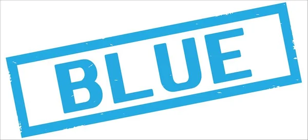 Blauer Text, auf Cyan-Rechteck-Randstempel. — Stockfoto