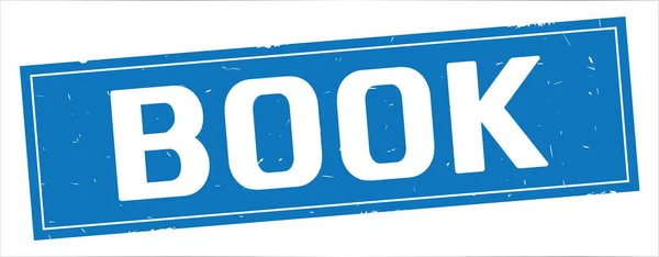 Text knihy, na známce plný modrý obdélník. — Stock fotografie