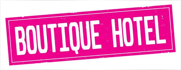 Boutique Hotel szöveg, a bélyeg teljes rózsaszín téglalap. — Stock Fotó