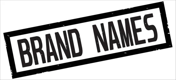 BRAND NAMES text, on black rectangle border stamp. — Stock Photo, Image