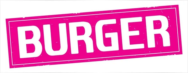 Tekst Burger, na znaczku pełne różowy prostokąt. — Zdjęcie stockowe