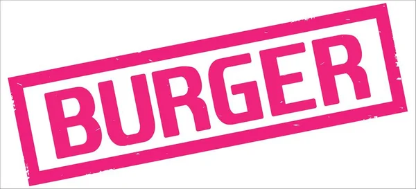 Burger-Text, auf rosa Rechteck-Randmarke. — Stockfoto
