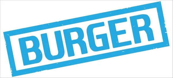 Burger-Text, auf Cyan-Rechteck-Randmarke. — Stockfoto