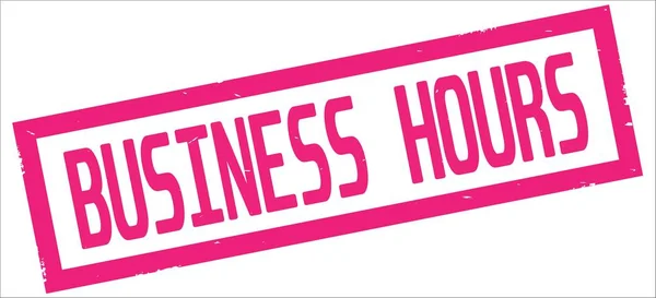 BUSINESS HOURS text, on pink rectangle border stamp. — Stock Photo, Image