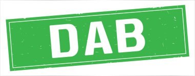 DAB metni, tam yeşil dikdörtgen damgası.